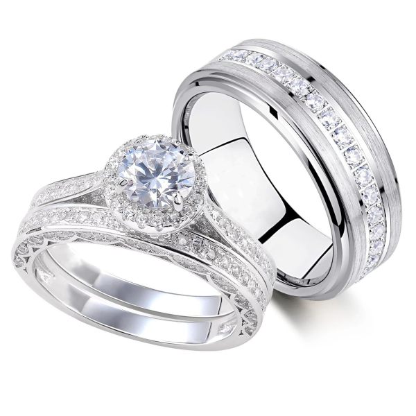 Anello Eternit&agrave; Uomo Moissanite 3.5 Ct - Placcato Oro Bianco 14K - Taglio Rotondo