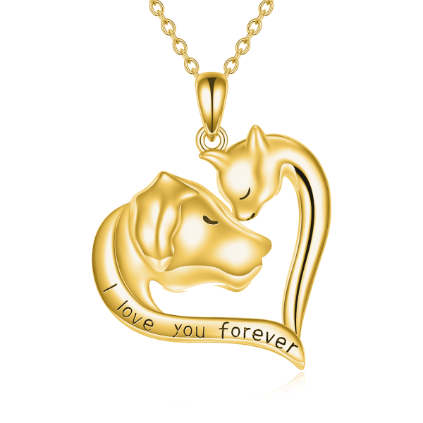 Collana in argento sterling bicolore con incisione a forma di cane per donna