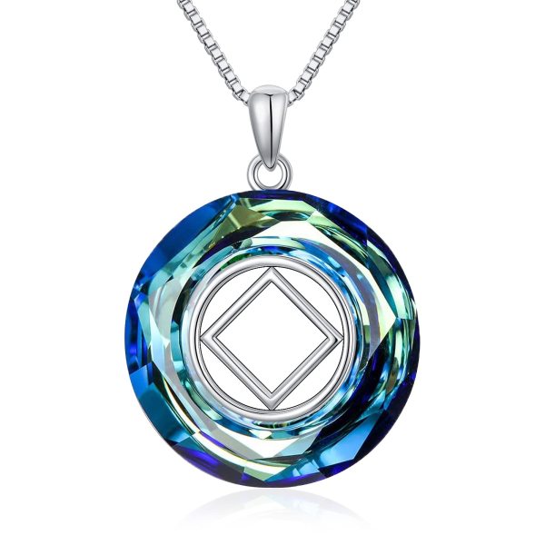 Collana Argento 925 Con Ciondolo Foglia E Acquamarina Naturale Blu/Verde | 50 Cm | Regalo