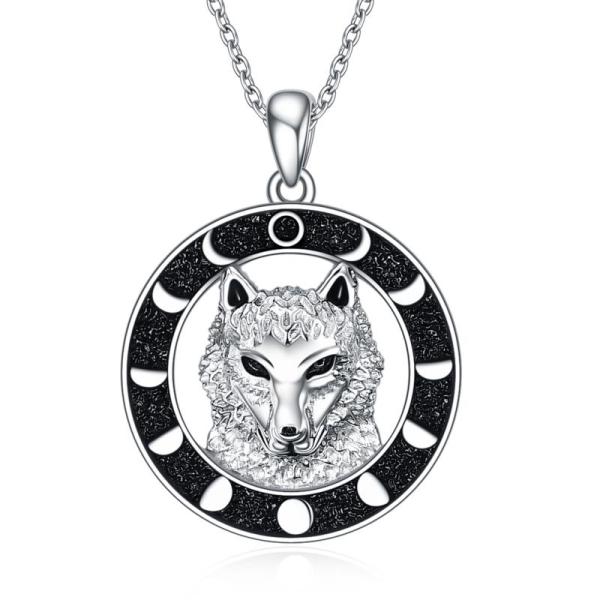 Collana Lupo In Argento 925 Con Luna Crescente – Gioiello Significativo Per Donne, Regalo Perfetto Per Compleanno O Anniversario